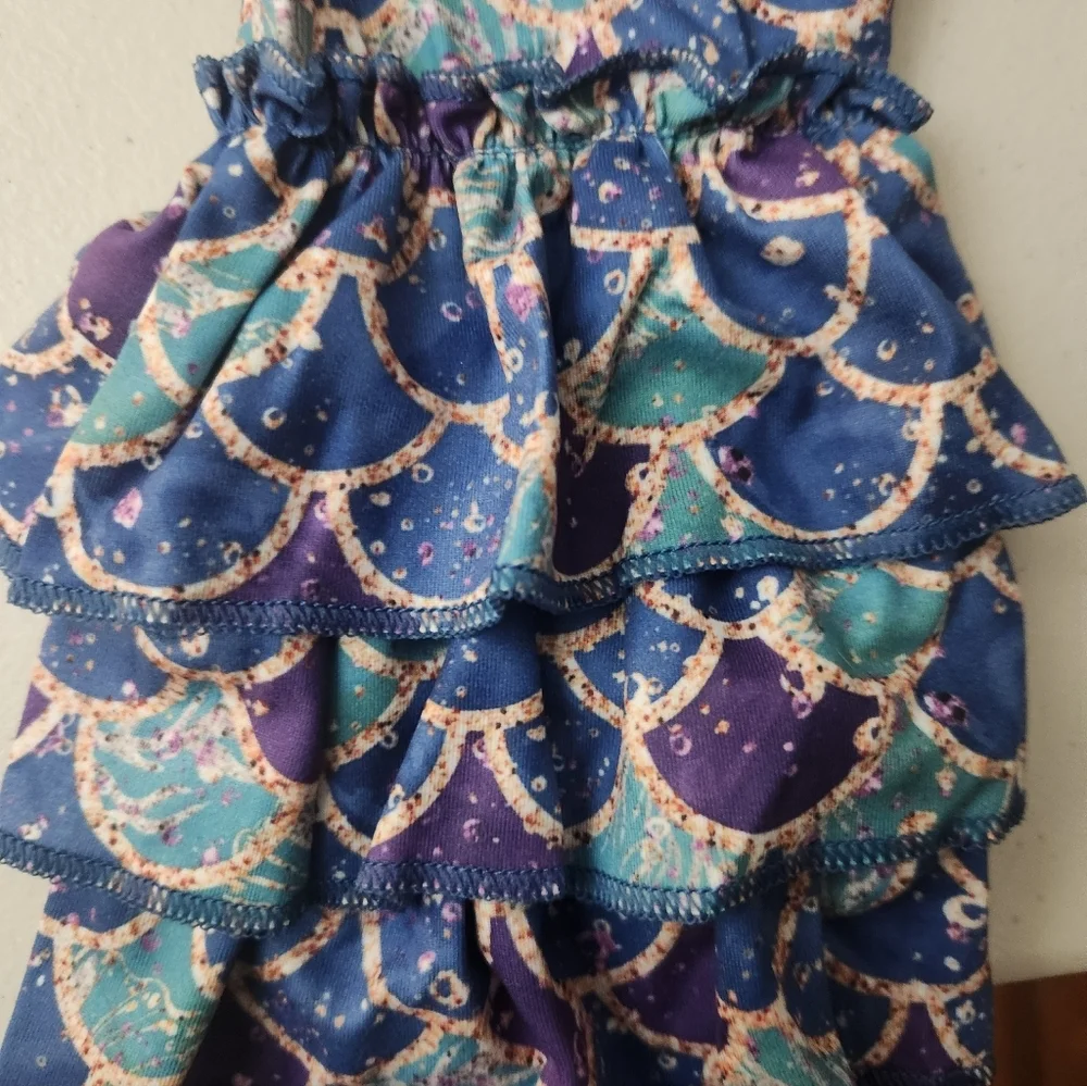 Purple High-Low Rise TOP with Mermaid Scale Leggings, Size 3T, NWOT